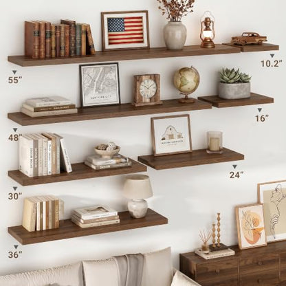 Vivelove 10x10 Inches Floating Shelves Wall Mounted Set of 2, Walnut - color: Walnut, size: 10.2”wx10.2”dx1.5”h