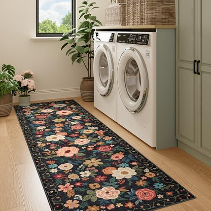 DUKINO 2x7 Runner Rug for Hallway, Washable Runner Rug Non Slip, Black - color: Black, size: 2' x 7' (Rectangular)