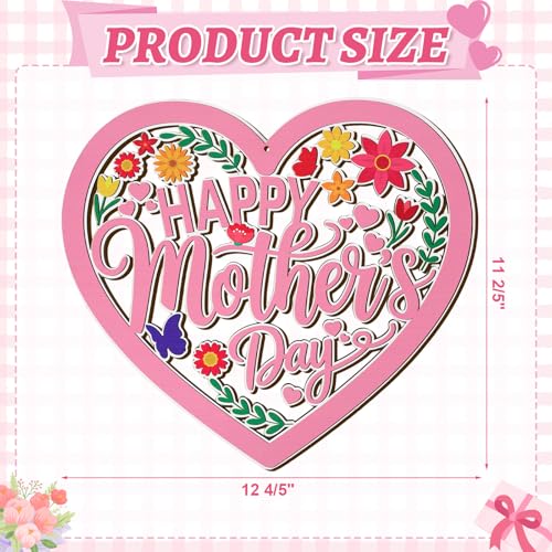 Wood Wreath for Front Door Porch Window Wall Hanging Decor (Mom Day) - style: Mom Day