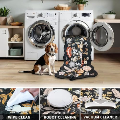 Bathroom Rugs 30x20 Bath Mat: Boho Washable Low-Pile Thin Door Mat Black - color: Black, size: 1'7" x 2'6" (Rectangular)