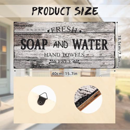 Jetec Farmhouse Bathroom Decor Fresh Soap and Water Sign, Novel - style: Novel