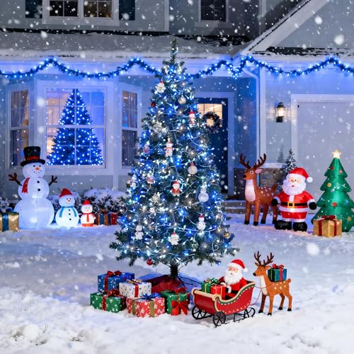 JMEXSUSS Connectable 100 LED Blue and White Christmas Lights with 8 Modes - color: Blue White, size: 100 LED