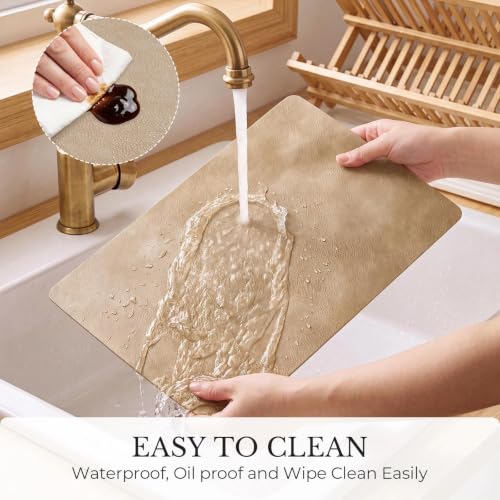 MOSAYT Vinyl Faux Leather Placemats, Set of 6, Apricot - color: Apricot