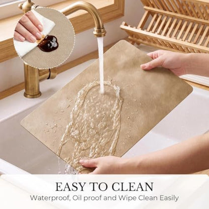 MOSAYT Vinyl Faux Leather Placemats, Set of 6, Apricot - color: Apricot