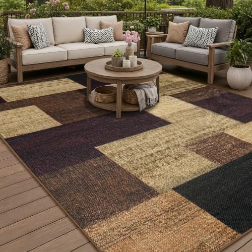 Modern Geometric 8x10 Area Rugs for Living Room, Red Easy Jute Washable Rug - color: Red, size: 8x10ft