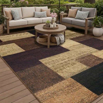 Modern Geometric 8x10 Area Rugs for Living Room, Red Easy Jute Washable Rug - color: Red, size: 8x10ft