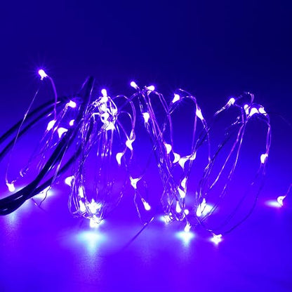 Karlling USB Plug in LED Fairy Lights,2 Packs of 50 LED Bulbs 16 Ft Silver Wire Waterproof Starry String Lights for Bedroom Patio Garden Party Wedding Commercial Lighting (Purple) - color: Purple, size: 50 Leds(2 Pack)