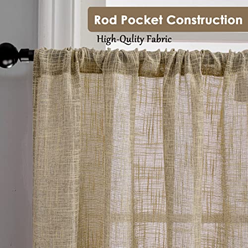 Beda Home Linen Textured Curtain Panels Kitchen Living Room-Taupe 36Wx36L - color: Taupe, size: 36"W x 36"L (Pack of 2)