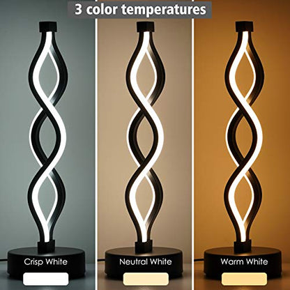 NUÜR Black Infinity Spiral LED Table Lamp, Dimmable Bedside Lamp - color: Black