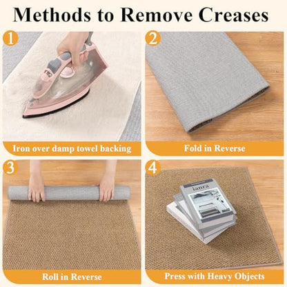 HEBE Area Rug for Entryway 3'x5', Washable Non Slip Boho Bedroom Rug - color: Tan, size: 3' x 5' (Rectangular)