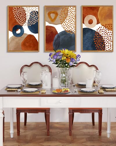 UPWOIGH Mid Century Abstract Framed Wall Art Set of 3, 16 x 24 Inch - color: Colourful, size: 24"L x 16"W