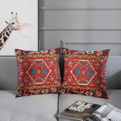 Britimes Throw Pillow Covers Set of 2, 20 x 20 Inch, Aztec Tribal Red - color: Ethnic Tribal 7, size: 20" x 20" (Pack of 2)