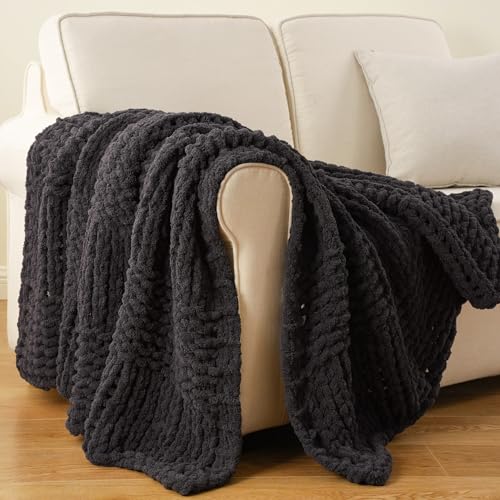 Dark Grey Throw Blanket for Couch, 50"x60" - color: Charcoal