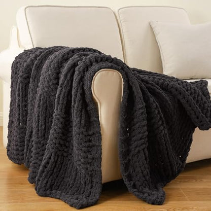 Dark Grey Throw Blanket for Couch, 50"x60" - color: Charcoal