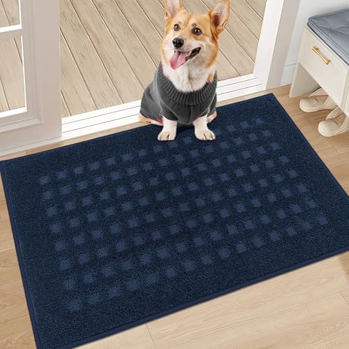BEQHAUSE Dirt Trapper Door Mats 20"x32", Non Slip Washable, Navy Blue - color: Navy Blue, size: 20" X 32" (Rectangular)