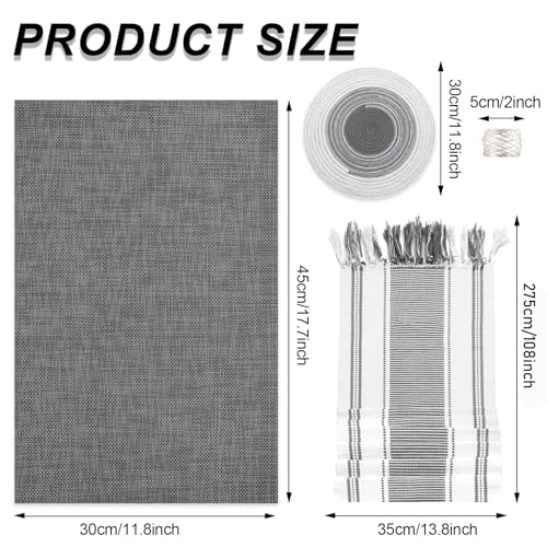 SK Studio 19Pcs Boho Table Runner Placemat and Napkin Ring Set Rectangle and Round Meal Mats Macrame Table Runner with Tassels for Wedding Kitchen Dining, Grey - size: 13.8x108 inch