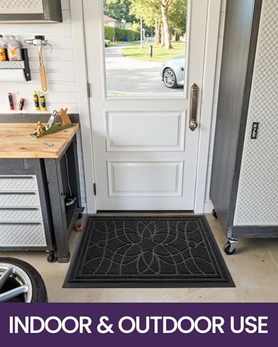 DEXI Front Door Mat Outside Entrance 24x36, Heavy Duty Non Slip, Black - color: Black, size: 24" X 36" (Rectangular)