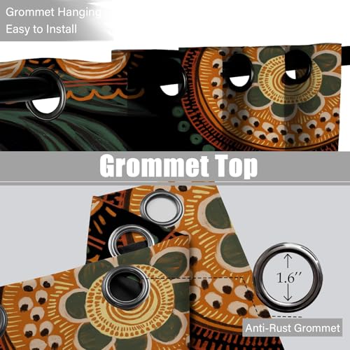 Tyrot Black Floral Grommet Blackout Curtains, 52W x 72L, 2 Panels - color: Crimson Shadow, size: 52"W x 72"L (Pack of 2)
