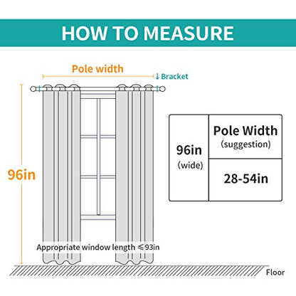 BUHUA Thermal Insulated Flower Vine Curtains Blackout 96 Inch Long Curtains for Living Room 52W×96L Inch Greyish White 1 Pair - color: Greyish White, size: 52"W x 96"L (Pack of 2)