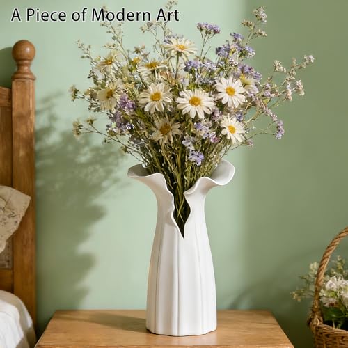Abstract Irregular Ceramic Vase, White - size: 16" x 12" x 28"