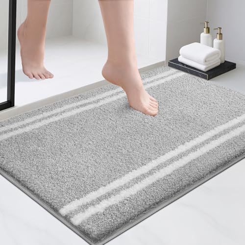 PURRUGS Bathroom Rug, Bath Mat, 24" x 36", Light Grey - color: Light Grey, size: 24" X 36"