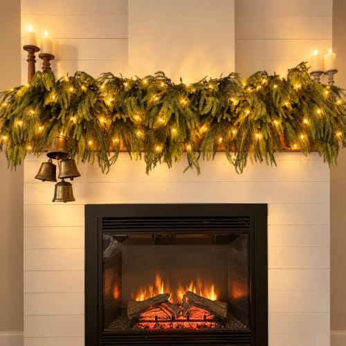 Enchanted Evergreen Pine with Lights, Norfolk Pine Stems, Lighted Branches - color: Green With Llight