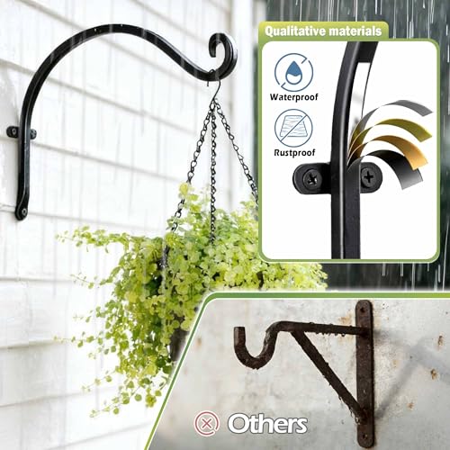 Hanging Plant Brackets Outdoor: 12-Inch 50lbs Bird Feeder Hangers 4 Pack - size: 2B-12“4PCs