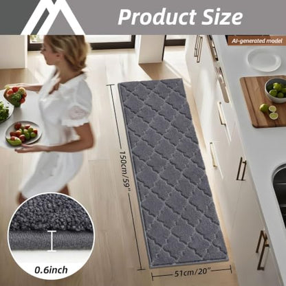COSY HOMEER Soft Kitchen Floor Mats and Rugs Non Slip 20"x79",Dark Grey - color: Dark Grey, size: 20"X 79"