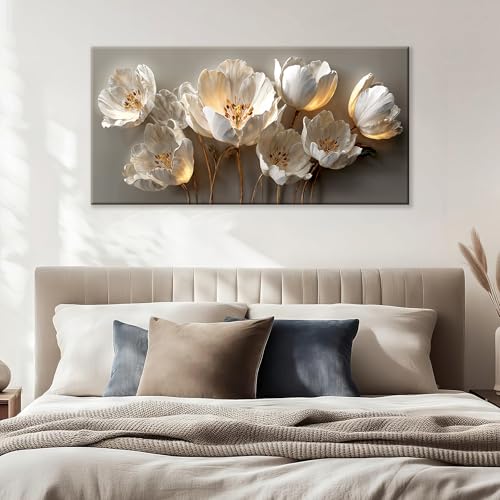 Canvas Art Wall Decor Botanical Wall Art Pictures For Living Room Black And White Wall Art Artwork for Walls Floral Modern Wall Art Canvas Prints For Wall Decor Home Office Wall Decorations 24" X 48" - color: QLS-03G, size: 48"L x 24"W