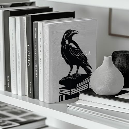 Peacoblue 5.3"x4.3"x7.9" Metal Bookends, Heavy Duty Book Ends for Shelves - style: Crow on Book Stack