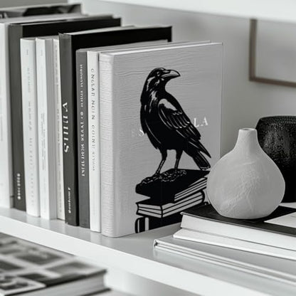 Peacoblue 5.3"x4.3"x7.9" Metal Bookends, Heavy Duty Book Ends for Shelves - style: Crow on Book Stack