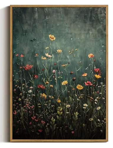 Green Wildflower Framed Canvas Wall Art 16x24 inch - color: Wildflower-green, size: 16"x24" Natural