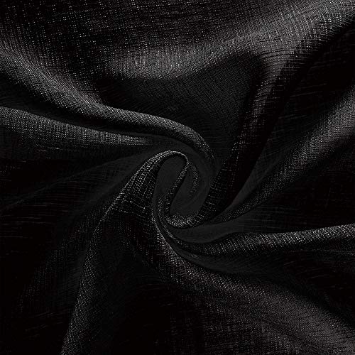 KOUFALL Black Valances for Windows,Sheer Gauze Lace Look Valance Curtains for Kitchen Living Room Bathroom,18 Inch Length - color: Black