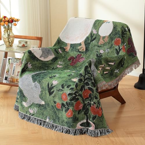 Hopstar Woven Tapestry Blanket with Tassels Hippie Room Decor Boho Cotton Throw Blanket for Couch Bed Outdoor Double Sided (Healing Kitten, 51"x63") - color: Healing Kitten