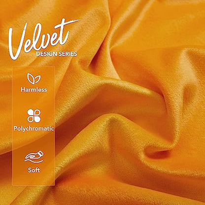 Deconovo Velvet Pom Pom Throw Pillow Covers for Couch, Invisible Zipper - color: Mustard Yellow, size: 24" x 24" (Pack of 2)