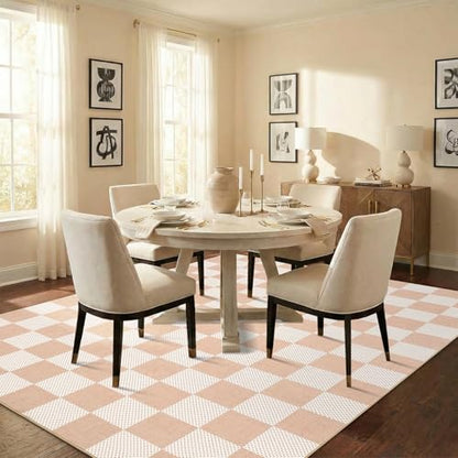 GarveeHome Checkered Blush Beige 8x10 Washable Rug Low-Pile Bedroom Nursery - color: Blush Beige, size: 8' x 10' (Rectangular)