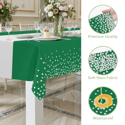 Smiry Disposable Rectangle Plastic 54 x 108 Inch Table Cloth 3 Pack - color: White and Christmas Green