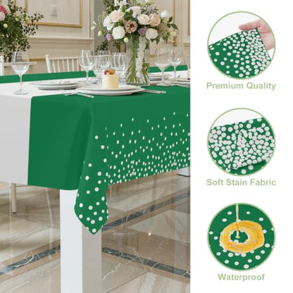Smiry Disposable Rectangle Plastic 54 x 108 Inch Table Cloth 3 Pack - color: White and Christmas Green