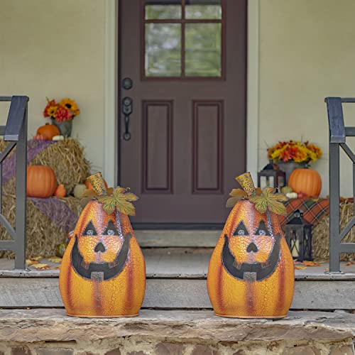 2.4 Ft Tall Large Metal Jack-O-Lantern Halloween Pumpkin Candleholder Decoration