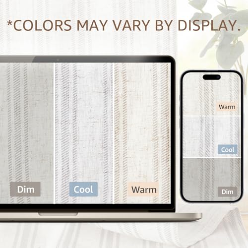 jinchan Linen Striped Tier Curtains for Kitchen Windows Farmhouse - color: Striped Grey | on Beige, size: 26"W x 24"L (Pack of 2)