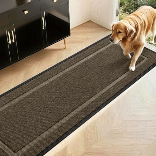 Extra Large Front Door Mat Outside Entrance Indoor Doormat, 71" x 24" Outdoor Mats for Patio Waterproof, Outdoor Door Mats for Outside Entry, Indoor Rugs for Entryway, Sturdy Natural Rubber, Begie - color: Begie, size: 2' x 5'11" (Runner)