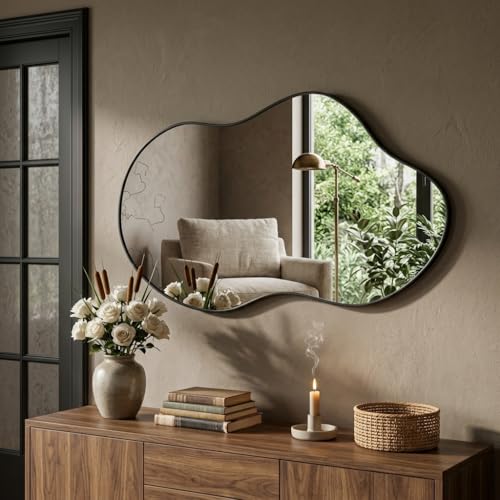 Irregular Wall Mirror 24×40 Inch Black - color: Black, size: 24"L x 40"W