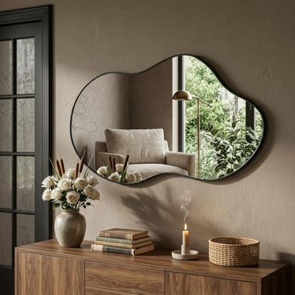 Irregular Wall Mirror 24×40 Inch Black - color: Black, size: 24"L x 40"W