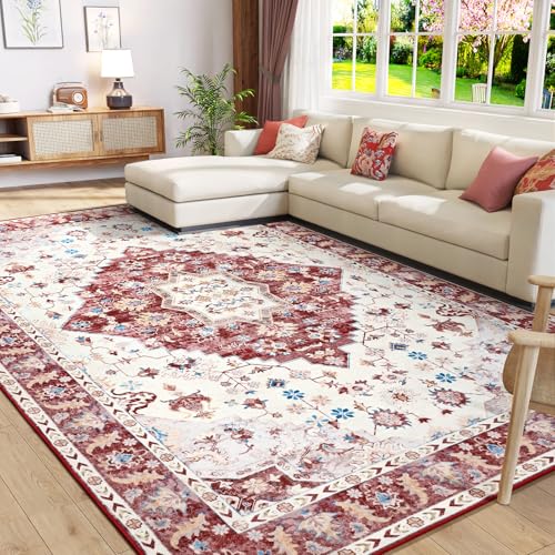 Amearea Vintage Design Area Rugs for Living Room, 4x6 Red Bedroom Rug - color: Red, size: 4' X 6' (Rectangular)