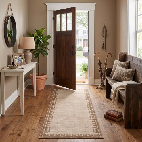 GarveeHome 2x8 Washable Runner Rug for Hallway Entryway Modern Low Pile Rug - color: Beige, size: 2'x8' (runner)