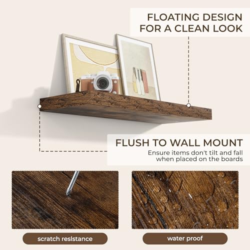 RICHFOCUS Bathroom Floating Shelves for Wall 2Pack|Rustic Brown|28" L - color: Rustic Brown, size: 28"L x 8"D, Set of 2