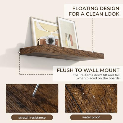 RICHFOCUS Bathroom Floating Shelves for Wall 2Pack|Rustic Brown|28" L - color: Rustic Brown, size: 28"L x 8"D, Set of 2