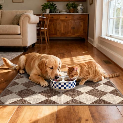 Front Door Rug - 2x3 Brown Beige Checkered Diamond Entry Rug - color: Diamond - Brown Beige, size: 2' x 3' (Rectangular)