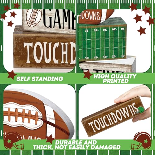 Yuntau 4 Pcs Fall Football Table decoration Centerpieces Wooden Blocks sign - style: Football