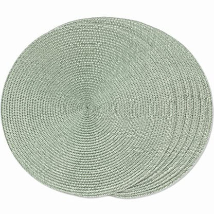 FunWheat Round Braided Placemats Set of 6 Place Mats for Dining Tables Woven Washable Non-Slip Table mats 15 inch(Fog Green, 6pcs) - color: Fog Green, size: Set of 6